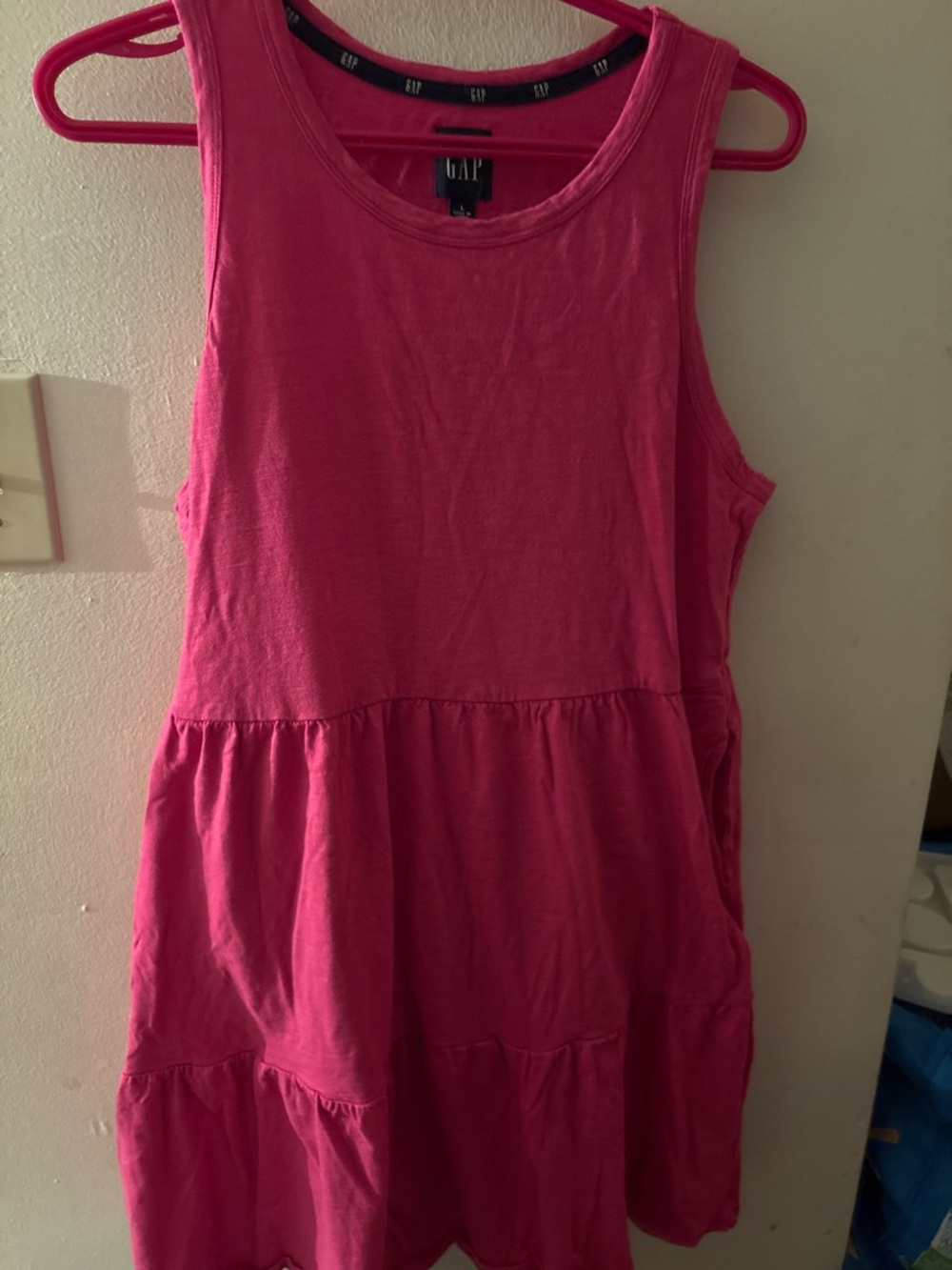 GAP Hot Pink Sleeveless Tiered Dress